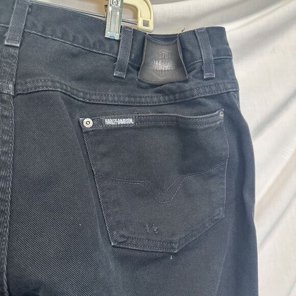 Vtg Harley Davidson Mens 42x30 Faded Spell Out Traditional Fit Jeans Black USA - Picture 7 of 16